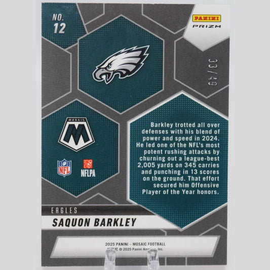 2025 Mosaic Saquon Barkley Montage Purple /49 Eagles
