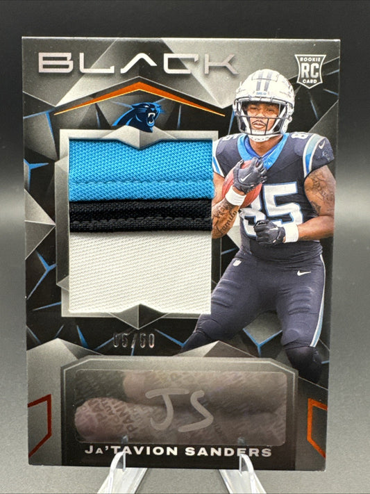 2024 Panini Black - Rookie Patch Autograph Ja'Tavion Sanders #222 Emerald 5/50