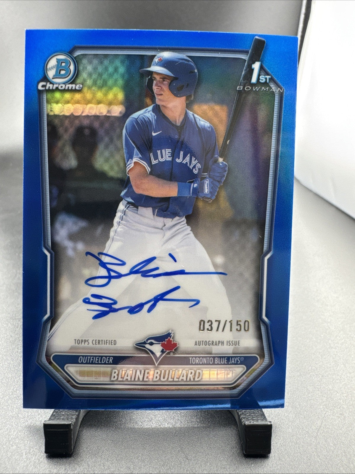2026 Bowman Blaine Bullard Chrome 1st Auto True Blue Refractor /150 Blue Jays OF