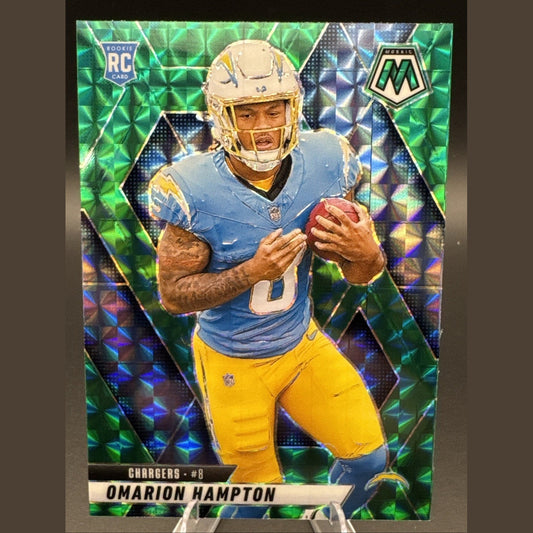 2025 Mosaic Omarion Hampton (RC) Green Mosaic Prizm #335 Chargers