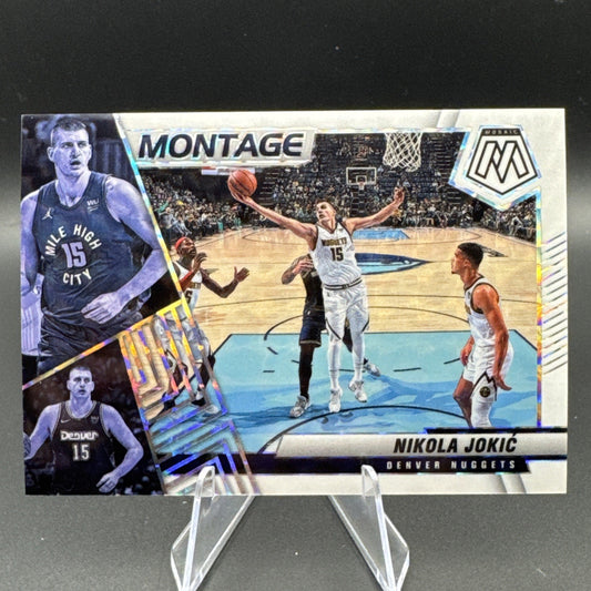 2021-22 Panini Mosaic Montage Nikola Jokic #16 White Prizm 12/25