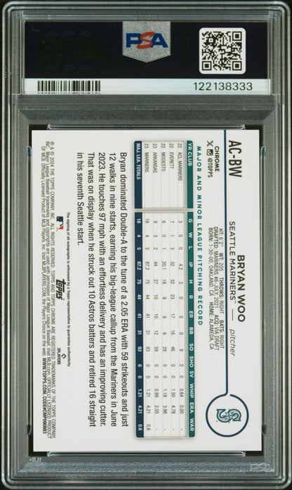 2024 Topps Chrome Update Series - Autographs Bryan Woo #AC-BW Purple Speckle