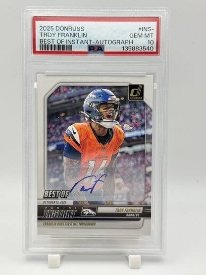 TROY FRANKLIN  2024 PANINI DONRUSS INSTANT BEST OF AUTOGRAPH PSA 10 First NFL TD