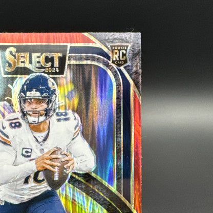 2024 Panini Select Premier Level Caleb Williams #114 Red & Yellow Shock Prizm RC