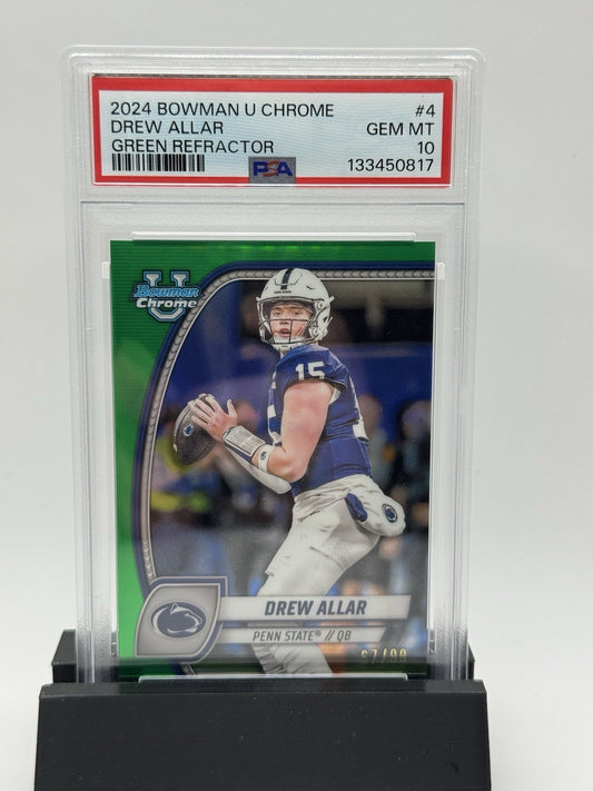 2024 Bowman University Chrome - Drew Allar #4 Green Refractor /99 (RC) PSA 10