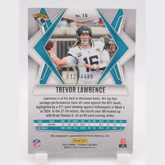 2025 Panini Phoenix Trevor Lawrence Silver Signature auto 129/199 #15 Jaguars