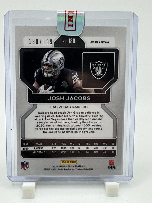 2021 Prizm Base Prizm Blue Wave SP /199 #180 Josh Jacobs JB6