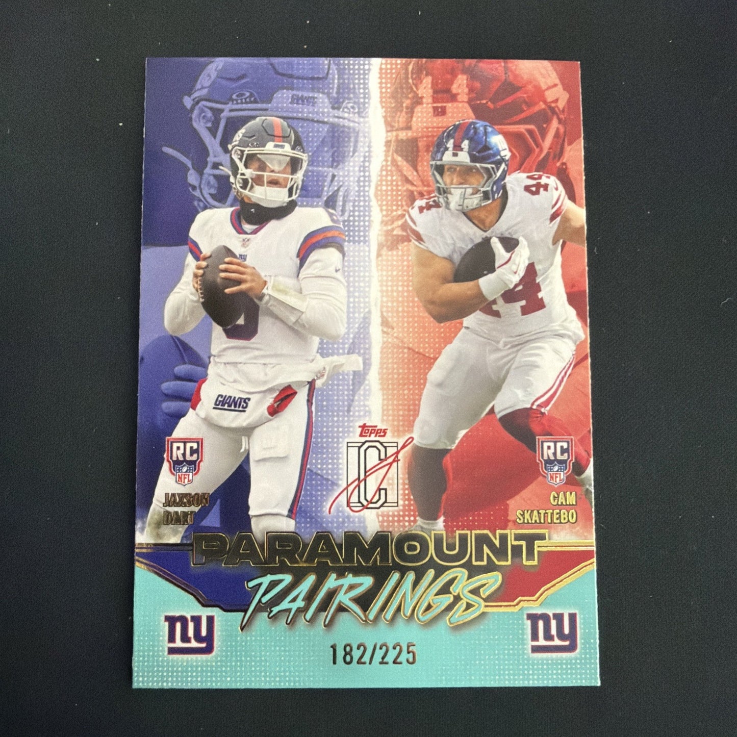 2025 Topps Signature Class Paramount Pairings Jaxson Dart/Cam Skattebo /225