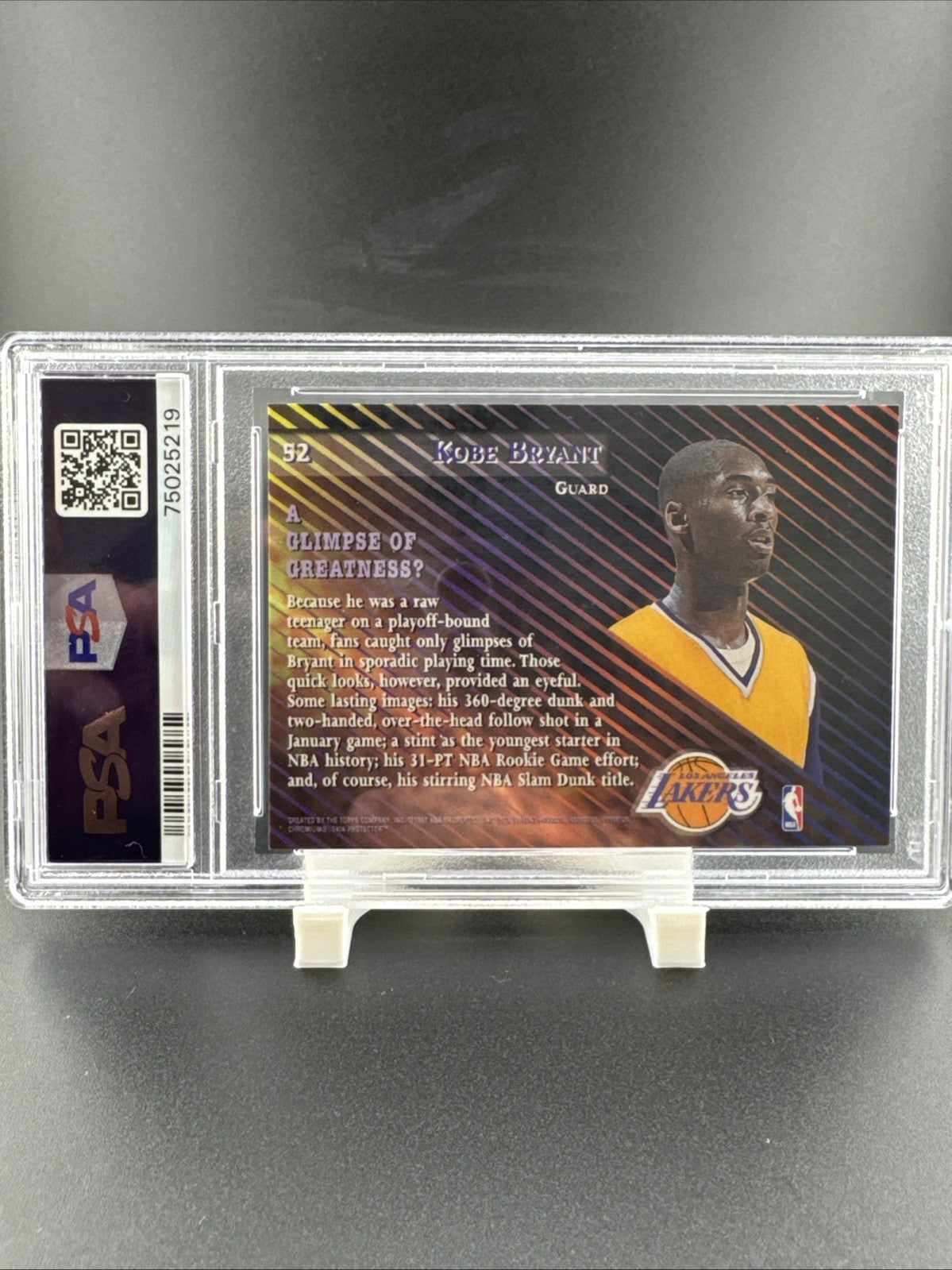 1996 Stadium Club Kobe Bryant #52 Rookie Members Only With Coating PSA 10
