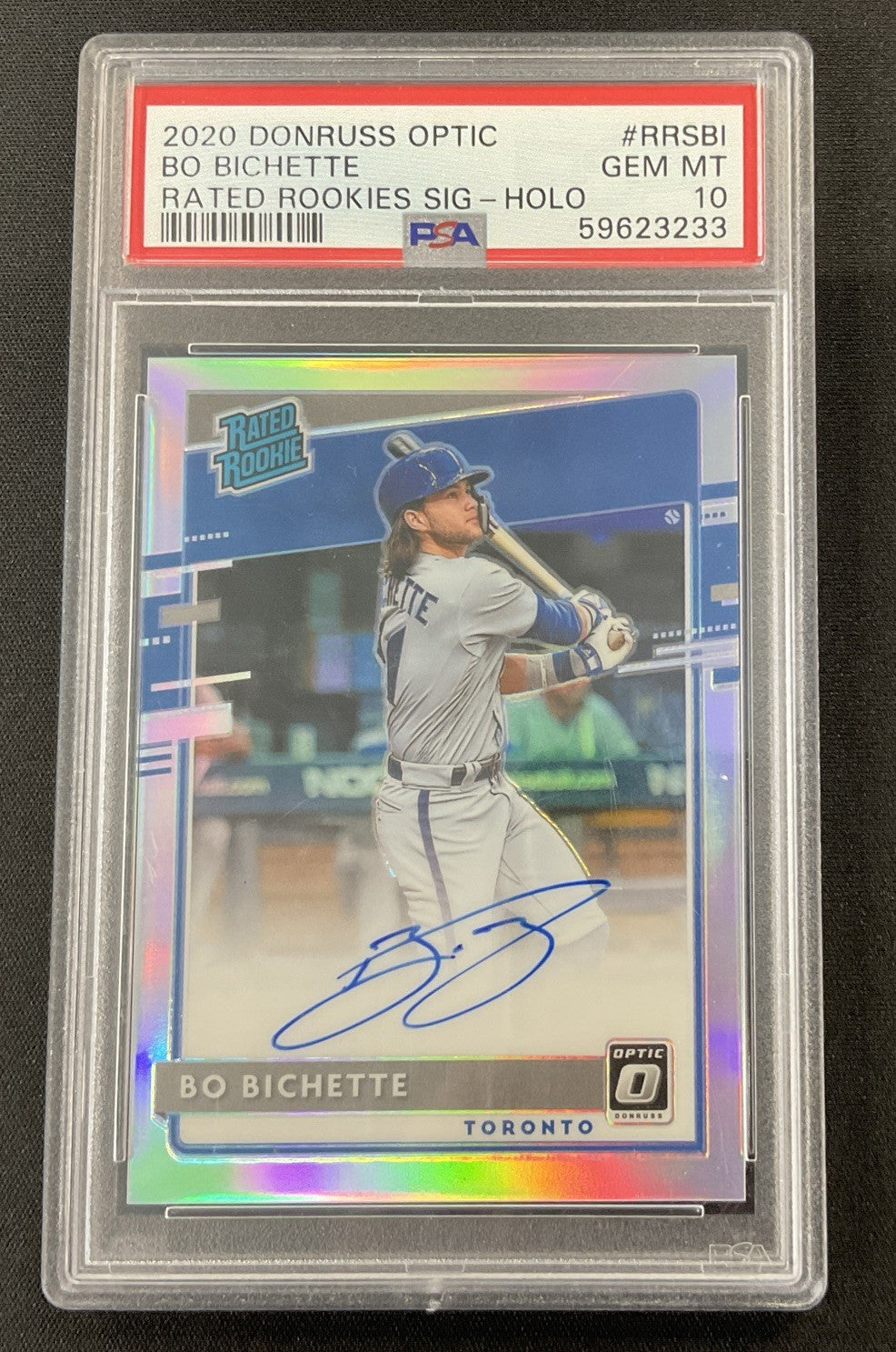 2020 Donruss Optic Bo Bichette Rated Rookie Sig Holo Auto RC Blue Jays PSA 10