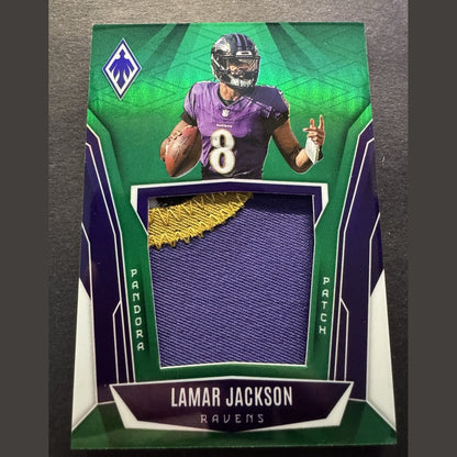 2025 Phoenix Lamar Jackson Green Pandora Patch Jersey Ravens SSP /99 Ravens