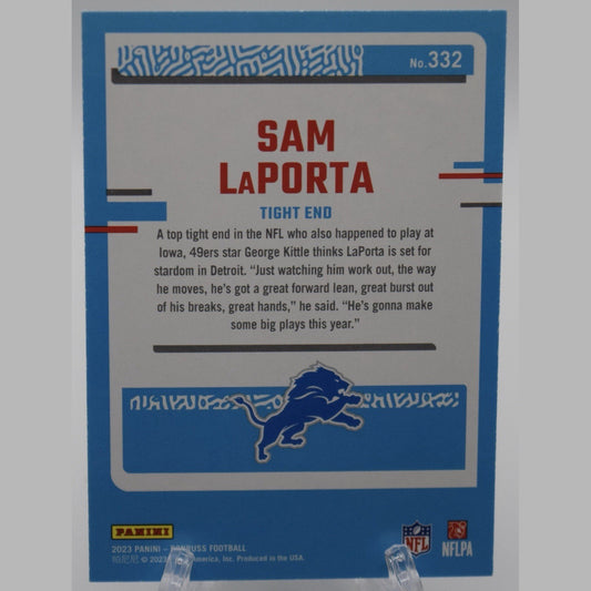 2023 Sam Laporta Panini Donruss #332 Press Proof Blue Rated Rookie RC LIONS