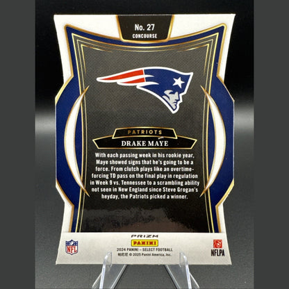 2024 Panini Select - Concourse Drake Maye #27 Silver Prizm Die-Cut (RC)
