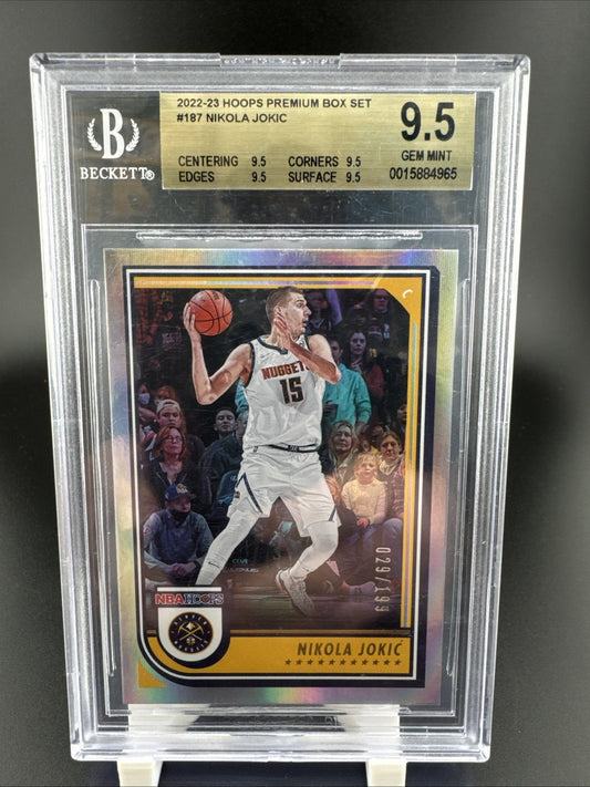 2022-23 Hoops Premium Box Set #187 29/199 Nikola Jokic Beckett 9.5