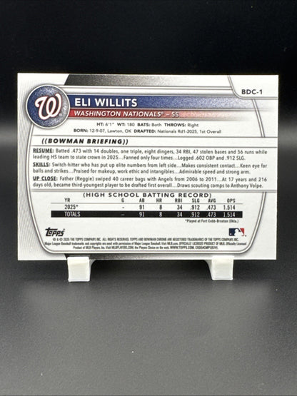 2025 Bowman Draft 1st Chrome ELI Willits Stained Glass #BDC-1