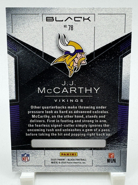 2025 Panini Black - Rookies J.J. McCarthy #78  Minnesota Vikings