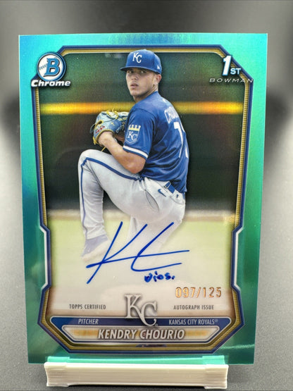 2026 Bowman Kendry Chourio Chrome Auto Aqua Refractor 1st Prospect #/125 Royals
