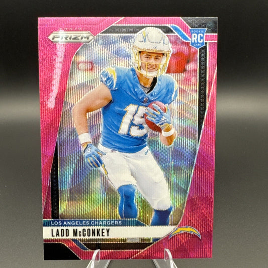 2024 Panini Prizm - Rookies Ladd McConkey #365 Pink Wave Prizm (RC)