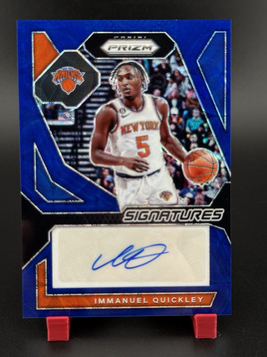 2023-24 Panini Prizm Signatures Blue Immanuel Quickley #SIG-IMM 39/49 (Auto)