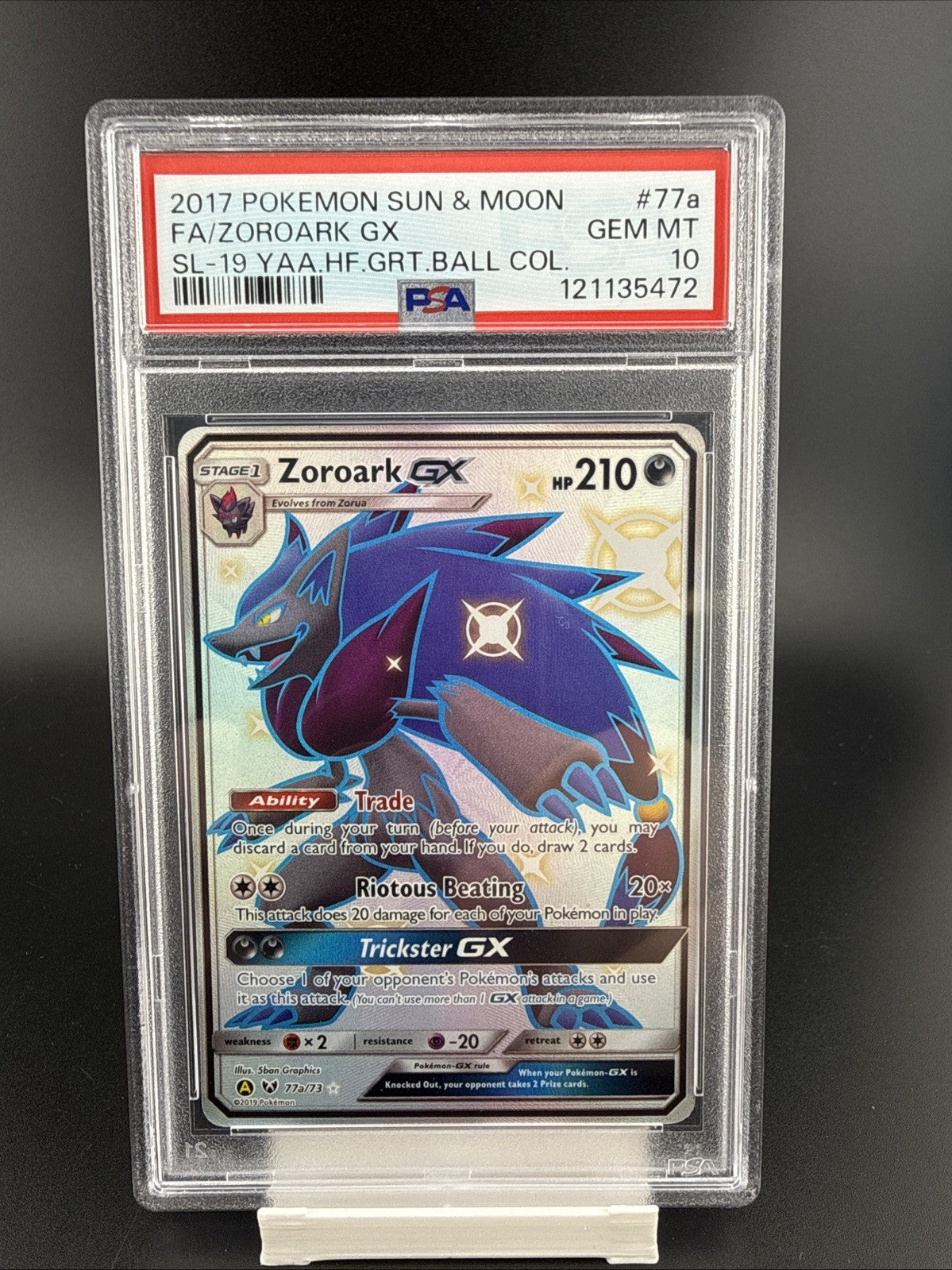 Pokemon Zoroark GX Hidden Fates Great Ball Coll. Full Alt Art Promo 77a PSA 10