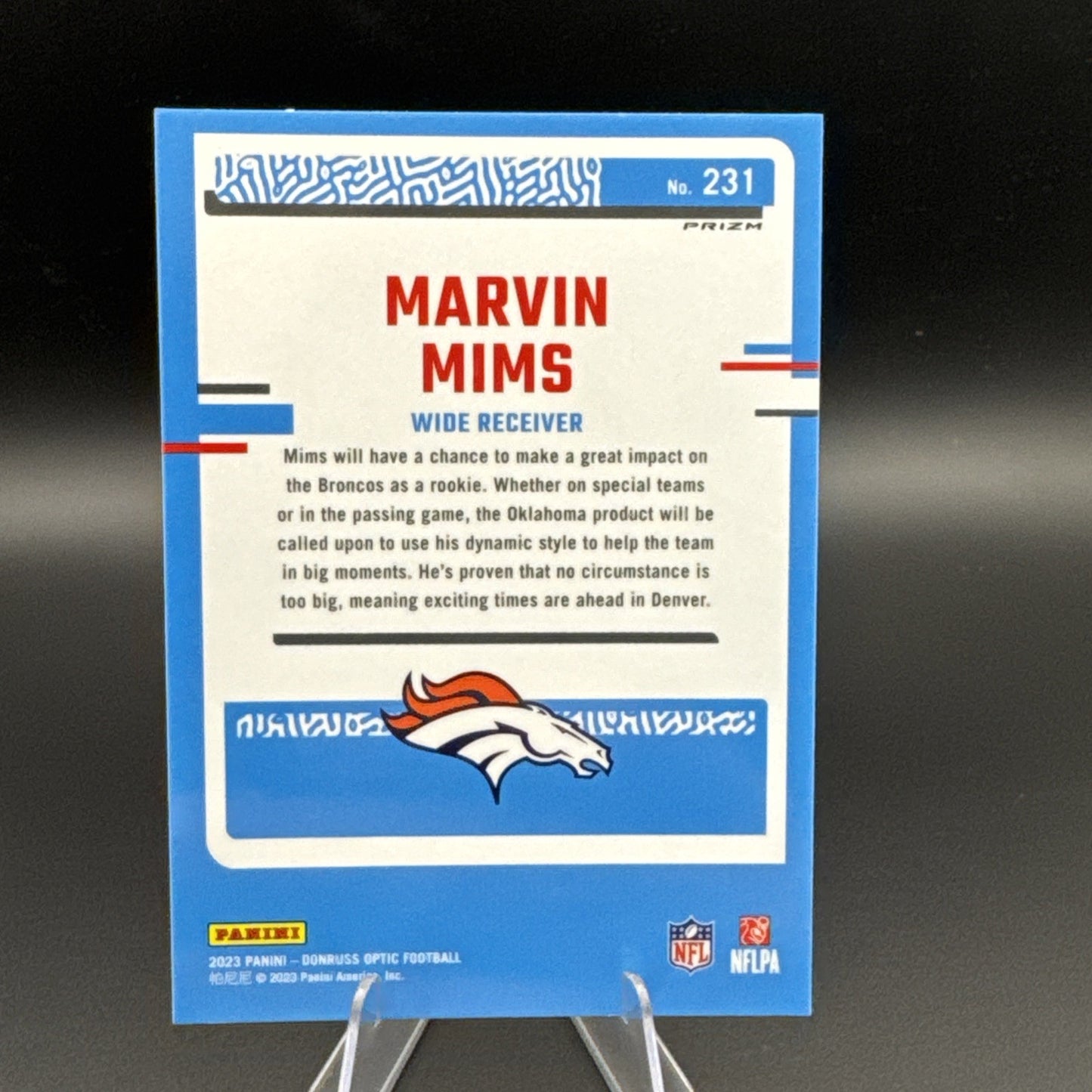 2023 Panini Marvin Mims SSP Candy Cane Optic Holo Rated Rookie #231