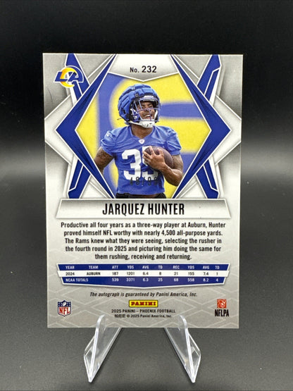 Jarquez Hunter 2025 Panini Phoenix Football RC Rookie Auto Red #232 48/99