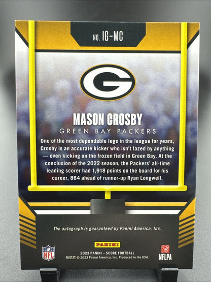 2023 Score - It's Good! Autographs Mason Crosby #IG-MC (AU)
