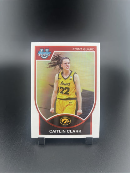 2023-24 Bowman University Chrome - 2007-08 Bowman Caitlin Clark #07B-22 (RC)