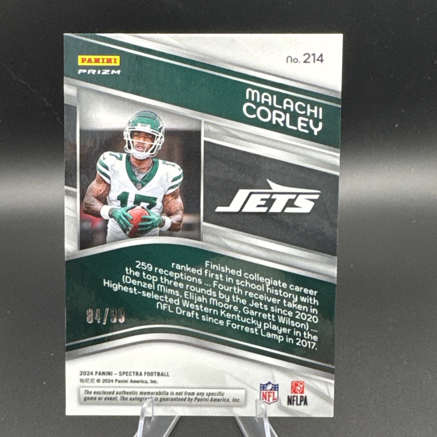 2024 Panini Spectra - #214 Rookie Patch Autograph Malachi Corley 84/99