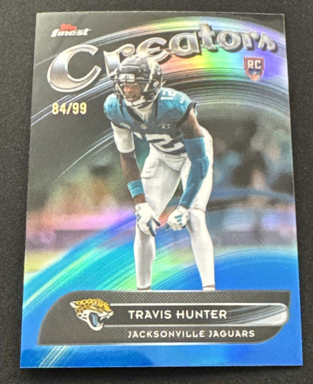 2025 Topps Finest, TRAVIS HUNTER Blue Refractor  /99 CR-14 RC