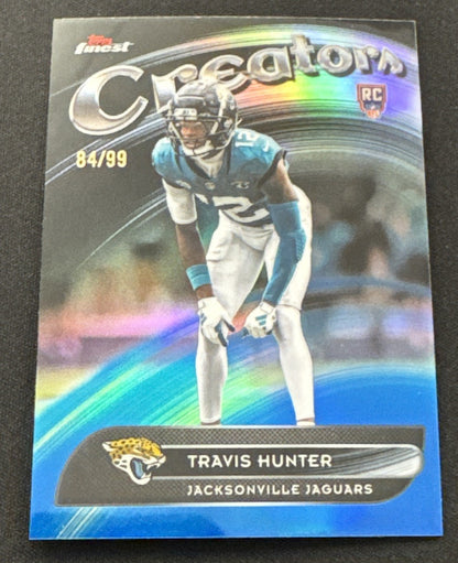 2025 Topps Finest, TRAVIS HUNTER Blue Refractor  /99 CR-14 RC