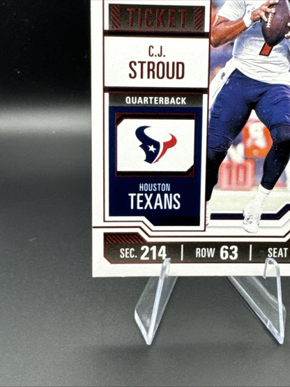 2023 Panini Contenders C.J. STROUD #40 GAME TICKET Rookie RC RED FOIL - Texans