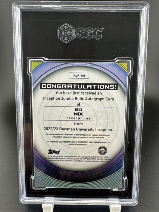 2022 Bowman U Inception Bo Nix Jumbo Patch Auto 146/199 #IAJR-BN SGC 9