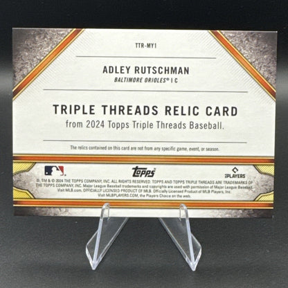 2024 Topps Triple Threads Relic Card Adley Rutschman /27 #TTR-MY1