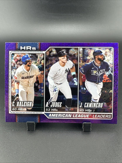2026 Topps 17/250 AL Leaders HRs #38 Aaron Judge, Cal Raleigh, Junior Caminero