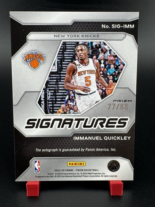 2023-24 Panini Prizm  Signatures Immanuel Quickley #SIG-IMM Red Prizm 62/99 (AU)