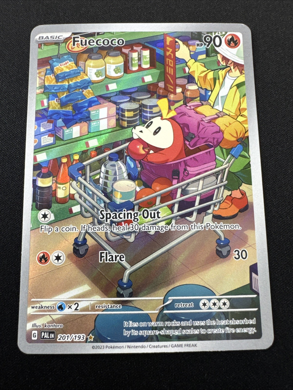 SV02: Paldea Evolved Fuecoco #201/193 Holo Fuecoco At Grocery Store Art