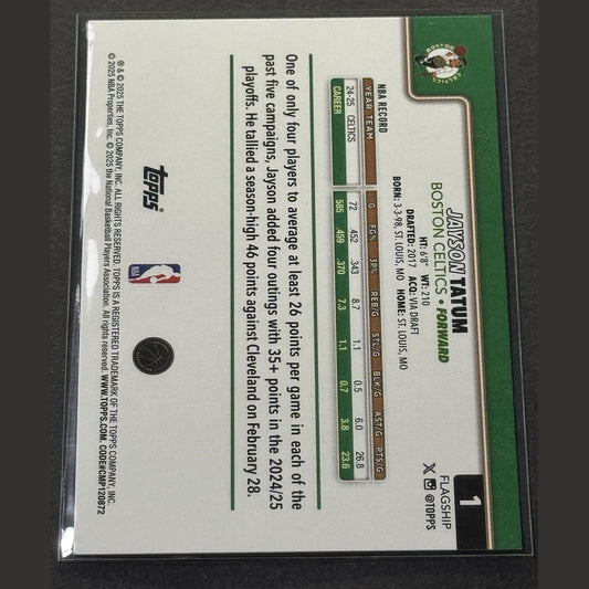 Jayson Tatum 2025-26 Topps Flagship Base Set Card #1 Boston Celtics