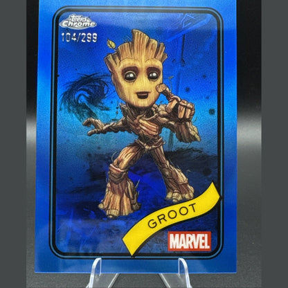 Groot 2025 Topps Chrome Marvel /299 Blue Refractor #35