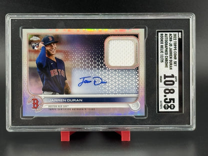 2022 Topps Comp Set #ACRR-JD Jarren Duran Chrome Rookie Auto Relic  /25 SGC 8.5