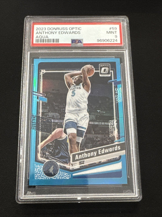 2023 Donruss Optic #59 Anthony Edwards Aqua /249 PSA 9 Minnesota Timberwolves