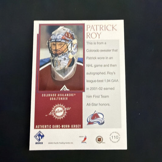 2002-03 Pacific Private Stock Reserve - Patrick Roy #110 /475 (MEM)