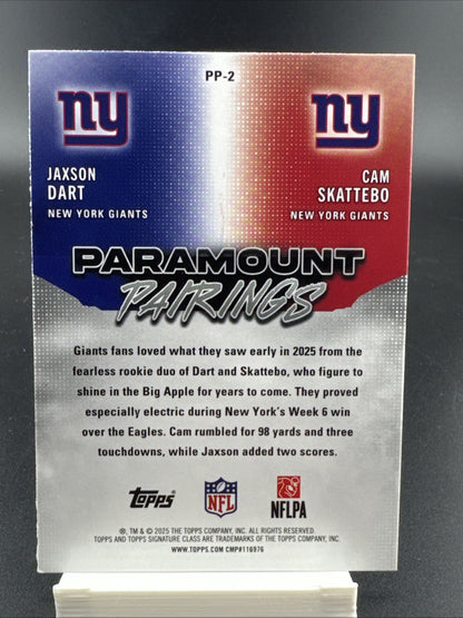 Topps 2025 Paramount Pairings Jaxson Dart/Cam Skattebo Giants PP-2 RC