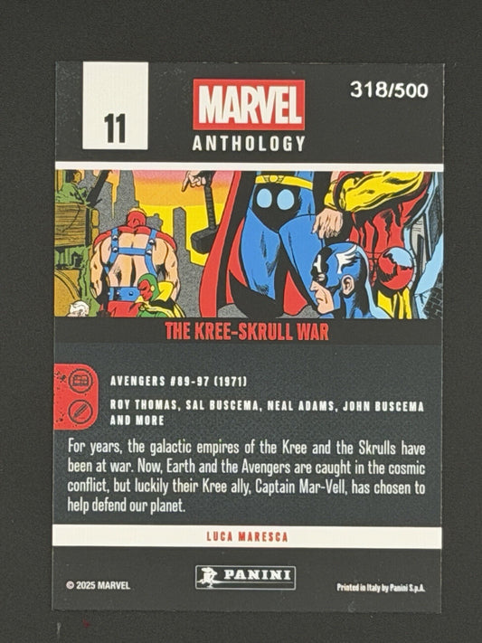 2025 PANINI MARVEL ANTHOLOGY GLITCH HOLO /500 THE KREE-SKRULL WAR #11Cpt America