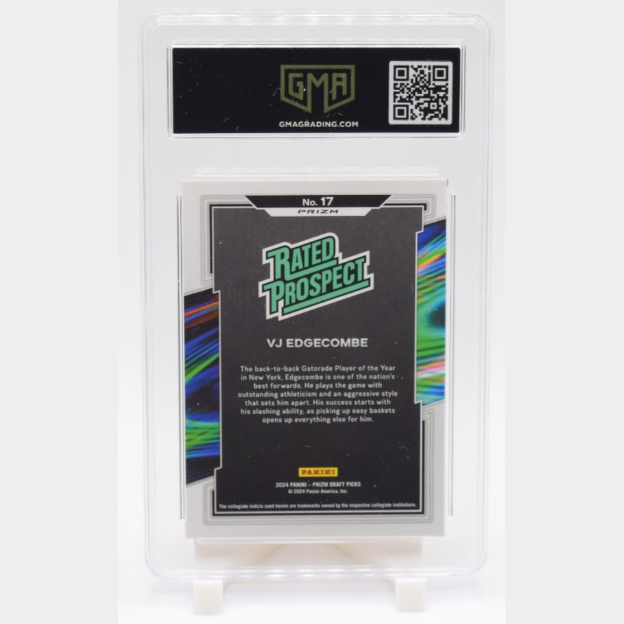 2024 Panini Prizm Draft Picks VJ Edgecombe Rated Prospect #17 Orange Ice GMA 10