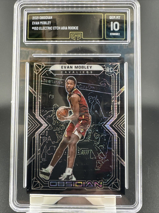 2021-22 Panini Obsidian Evan Mobley #153 Electric Etch Asia Rookie GMA 10