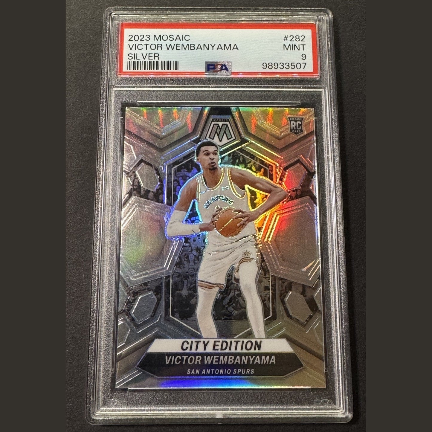 2023 PANINI MOSAIC SILVER #282 VICTOR WEMBANYAMA ROOKIE RC PSA 9