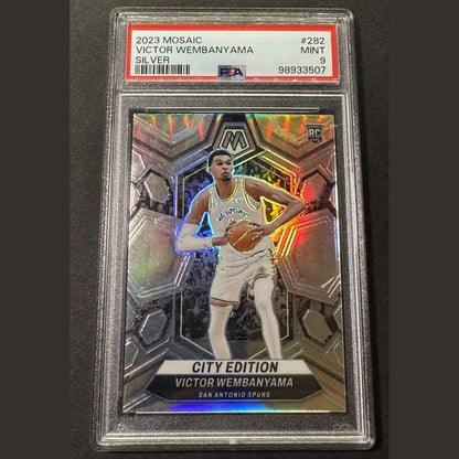 2023 PANINI MOSAIC SILVER #282 VICTOR WEMBANYAMA ROOKIE RC PSA 9