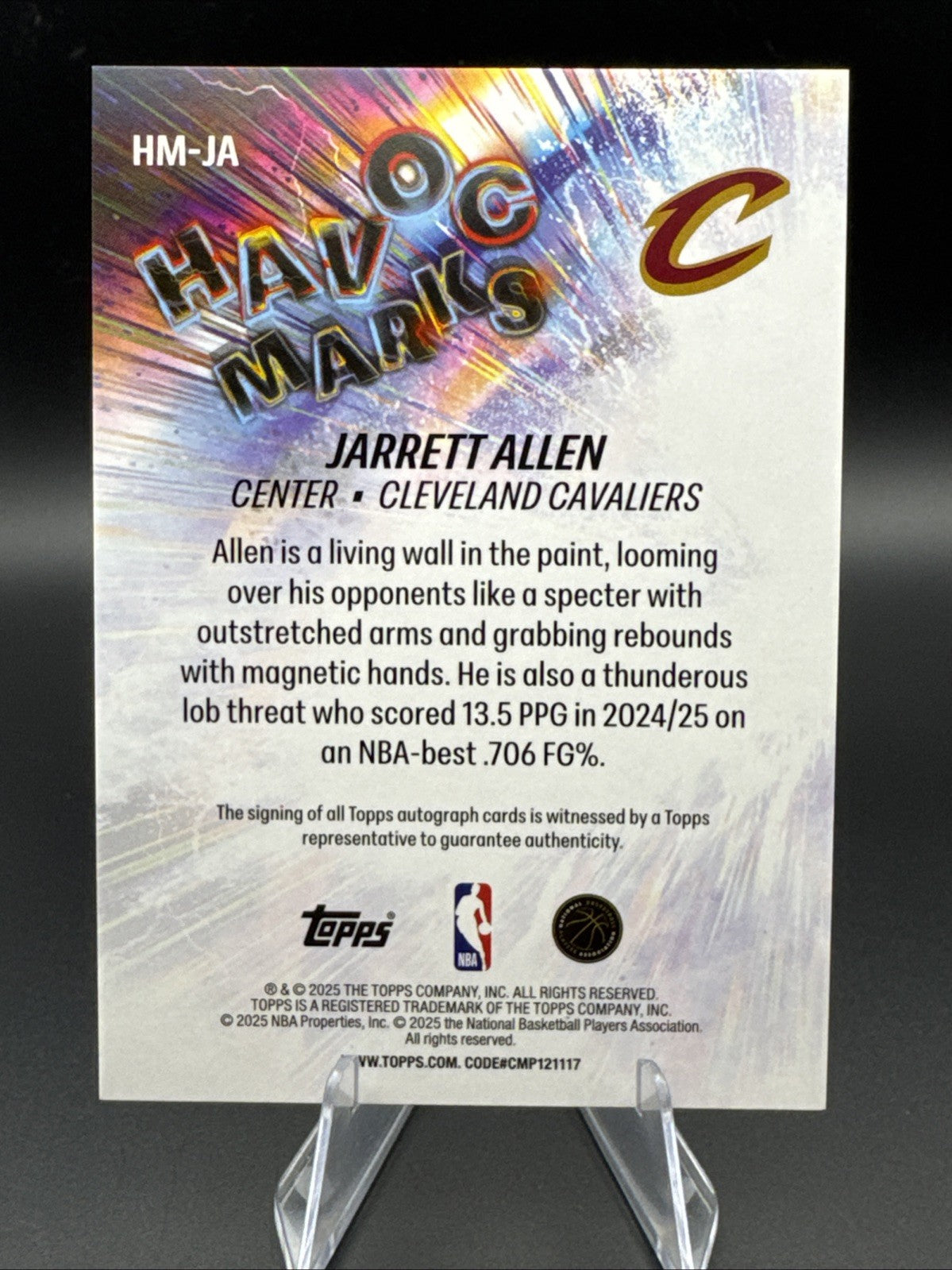 2025-26 Topps Jarrett Allen Auto Havoc Marks Cavaliers #HM-JA 21/99