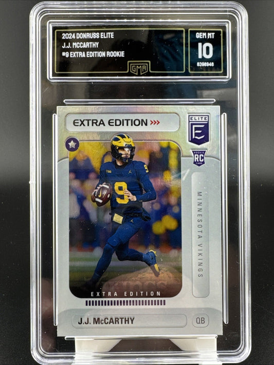 JJ McCarthy 2024 Elite #9 Rookie RC Extra Edition Vikings GMA 10